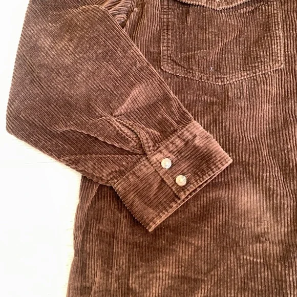 American Eagle Brown Corduroy Button Down Shirt Womens XL Long Sleeve Cotton - Picture 3 of 10